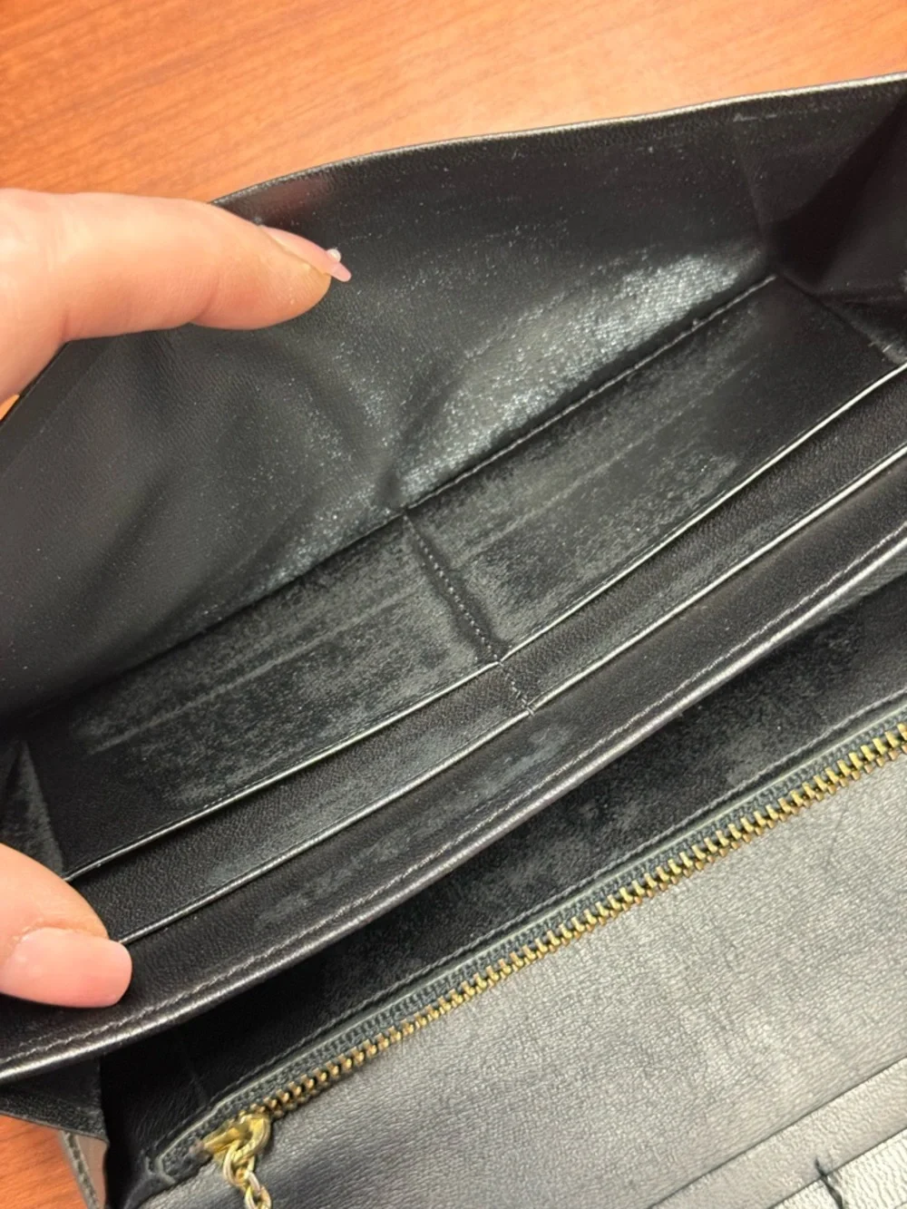 Yves Saint Laurent Black Leather Wallet with Gold YSL Plaque - Picture 13 of 15